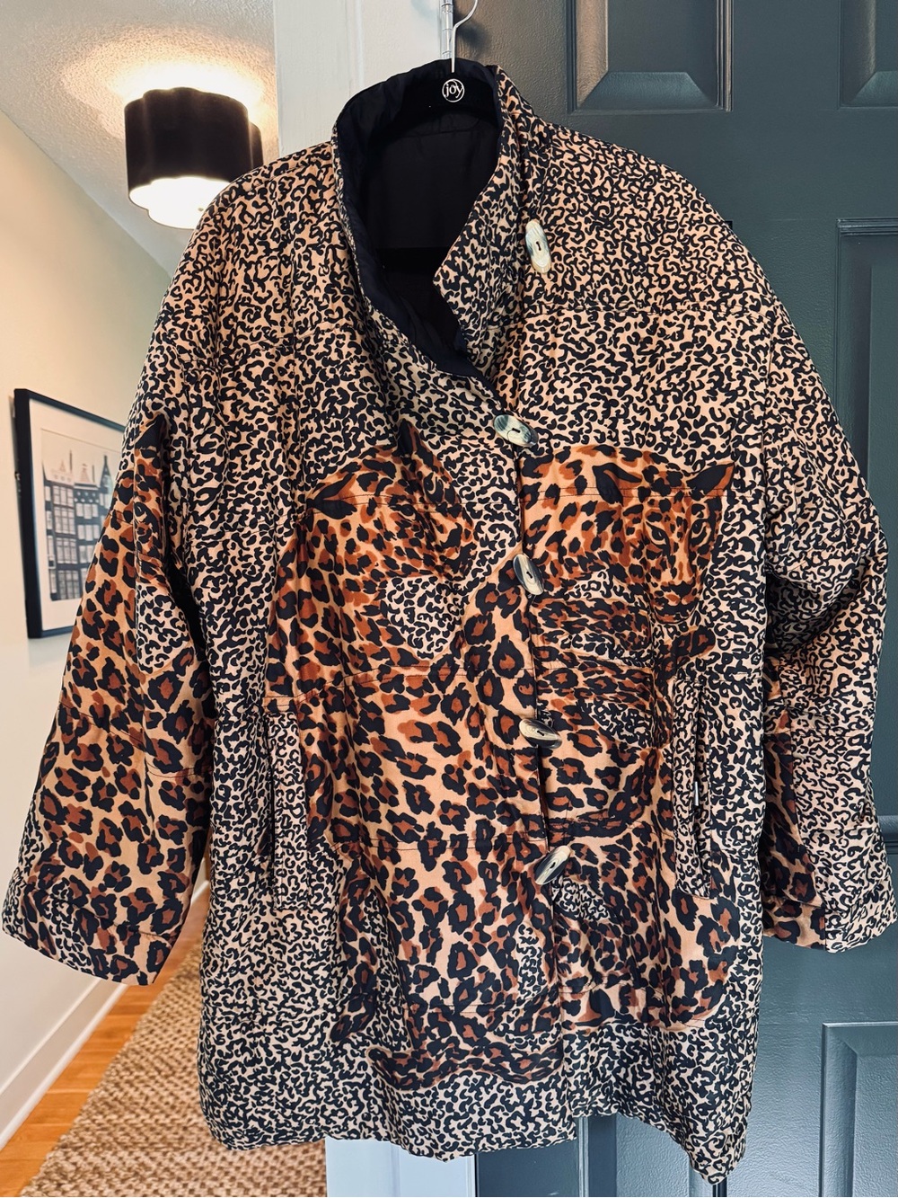 Vintage FUDA 🐛 Reversible 100% Silk Leopard Jacket L